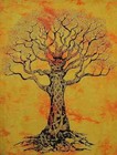 Indian Tapestry Yellow Tree Wall Hanging Bohemian Home Decor Hippie Mandala Art