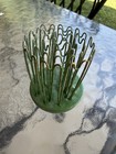     vintage Blue Ribbon Green Hairpin Flower Frog Floral Holder Stem Arrangement