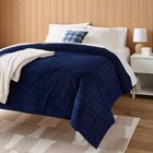 Twin twin Extra Long Corduroy Plaid Comforter Navy Blue - Room Essentials