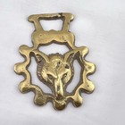Brass Horse Medallion Vintage English Fox Head Hunt Animal Show Parade Harness