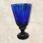 Libbey Flare Cobalt Blue Water Goblet Wine Glass Tapered Spool Stemware Set Of 4