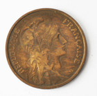 1914 France 5 Five Centimes Km  842 Bronze Coin 