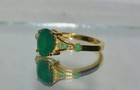 Antique Art Deco 3 20 Ct Green Emerald Vintage Wedding Ring 14k Yellow Gold Fn