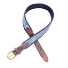 Vineyard Vines Canvas Club Belt Sz 26 Blue Whale Logo Print Leather Trim Buckle 