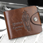 Retro Genuine Cowboy Leather Men Bifold Wallet Multi Pocket Coin Card Case Purse