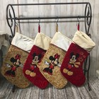 Set Of 4 Disney Very Soft Micky And Minnie Stockings - 2 Nwt 2 Like New