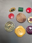 Vintage Antique Art Deco Bakelite Plastic Button Lot Of 9