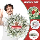 24in Pre-lit Snow Flocked Christmas Wreath Garlands Artificial For Home Decor