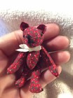 Vtg Dollhouse Miniature Artisan Jointed Christmas Teddy Bear W  White Ribbon