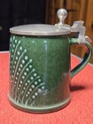 Old Vintage Antique Green Lidded German Beer Stein Germany Signed