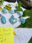 Lot Of Larimar And Silver Hearts Cabochons  Atlantis Stone  Larimar Blue Sky