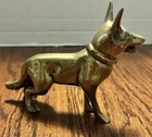 Vintage Brass German Shepard Alsatian Dog Statue Heavy Figurine 7 X 5 Inches