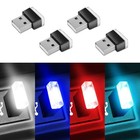  4pcs Usb Led Car Interior Atmosphere Lamp  Plug-in Usb White blue red ice Blue