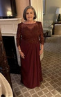 Burgundy Beaded Chiffon Mother Of The Bride Dresses Formal Wedding Evening Gown