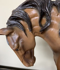 Large Beautiful Horse Sculpture Resin  28  X 17  Brown W dark Mane   Tail