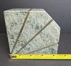 Vintage Art Deco Green Marble   Brass Single Bookend Mid Century Modern Mcm