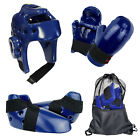 Blue Martial Arts Gear Head Hand Feet Guard Taekwondo Karate Sparring Foam Set