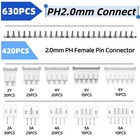Egscst 630pcs Jst Ph Connector Kit Ph2 0mm Adapter Cable Terminal White