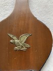 Vintage Fireplace Bellows W brass Eagle Emblem Wood   Leather Americana Decor