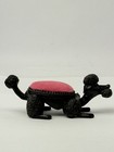 Vintage Florenza Black Bobblehead Poodle W  Pink Pin Cushion   Pink Jewel Eyes