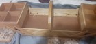 Vtg Wood Accordion Fold Out Sewing Box Basket Dove Tailed Drawer