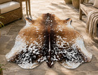 Brown   White Cowhide Rug 5x7 Ft Genuine Hair On Hide Authentic Leather Area Rug