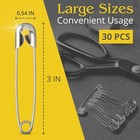 30 Pack Extra Large Safety Pins 3 Inch - Safety Pins For Sewing  Durable