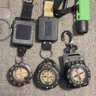 Misc Lot Of Scuba Diving Equipment - Compass  Uk Q40 Dive Light  Straps  Bc Hose