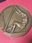 Josue Dupon L effort Bronze Art Deco Medal 3  Fonson Belgium Signed   