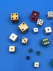 Vtg Lot 26 Dice Assorted Bakelite Resin Bone Wood Glass 4-15 Mm