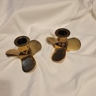Vtg Pair Of Handcrafted Solid Brass Boat Propeller Candlestick Holders