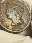1855 Braided Hair Large Cent Copper Coin Philadelphia Mint  Nice Detail