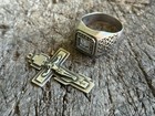 Pectoral Cross A Crucifix And A Ring 925 Silver Military Talisman Of A Soldier