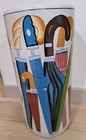 Vtg Mid Century Modern Mcm Porcelain Umbrella Holder Colorful Chinese Handpaint