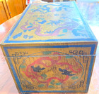 Antique Qing Dynasty Imperial Chinese Painted Wooden Lacquer Box Dragons  Ww197