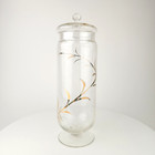 Vintage Antique Apothecary Jar Tall Blown Glass Footed Gold Leaves  13 