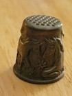 Vintage Original Pewter Sewing Thimble  Embossed Horse   Floral Design