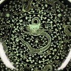 Chinese Qing Yongzheng Black Glaze Porcelain Green Dragon Pattern Plate 8 5 Inch