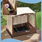 Qaba Kids Wooden Sandbox With Canopy Fully Covered  56  X 40  X 52   Brown