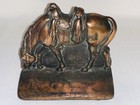 Vintage Cast Iron Grazing Horse Bookend Western Equestrian Decor Copper Finish