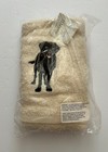 Black Labrador Dog Embroidered Hand Towels - Set Of 2 - Beige 16x28