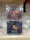 One Piece Booster Box Acrylic Case Magnetic Lid Us Seller Blue Bottom   Red