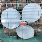 Vintage Dominion 2 Speed Metal Box Fan  Aqua Turquoise Blue Works Well Usa