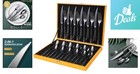 24-piece Hammered Black Stainless Steel Silverware Set - Dishwasher Safe