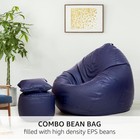 2xl Navy Blue Bean Bag Premium Faux Leather With Footrest Cushion Without Beans