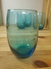 Aqua Blue Glass Tumblers stemless Wine Glasses Set Of 4  nice 14oz D