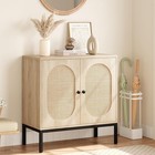 Sideboard Buffet Cabinet Wooden Storage W  Rattan Door  For Dining Room Kicthen