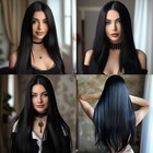 Long Black Straight Wig Heat Resistant Realistic Synthetic Wigs For Women 28inch