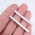 Ladies Genuine 925 Sterling Silver Shiny 55mm 2 1  Long Bar Dangle Earrings F100