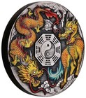 2022 2 Oz Silver  2 Tuvalu Dragon N Qilin Antique Finish Colored Coin 